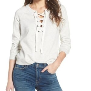NWT Rebecca Minkoff Raquel Lace-Up Pullover Crewneck Sweatshirt Sz XS